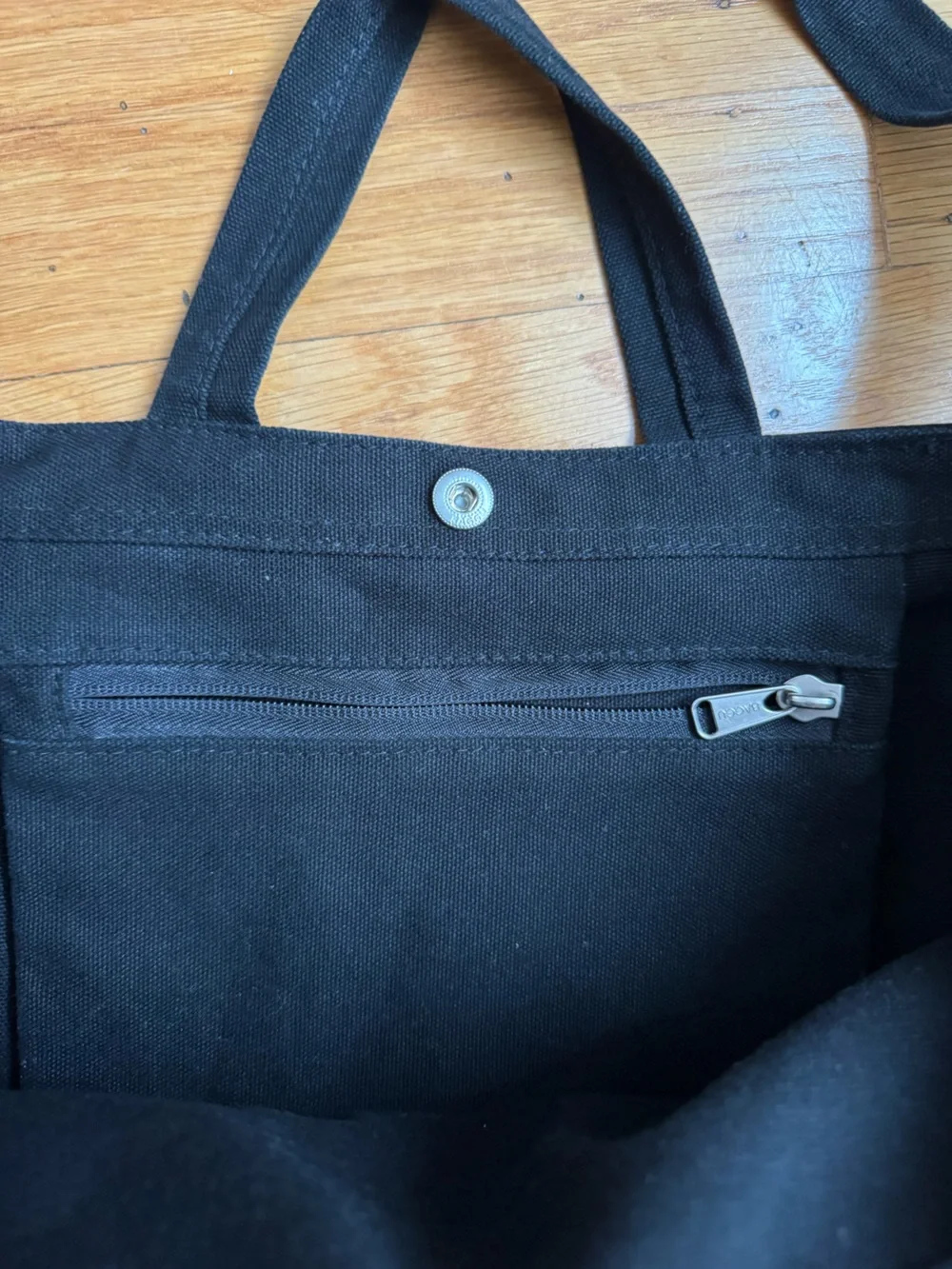 BAGGU Black Canvas Tote with Adjustable Shoulder Strap